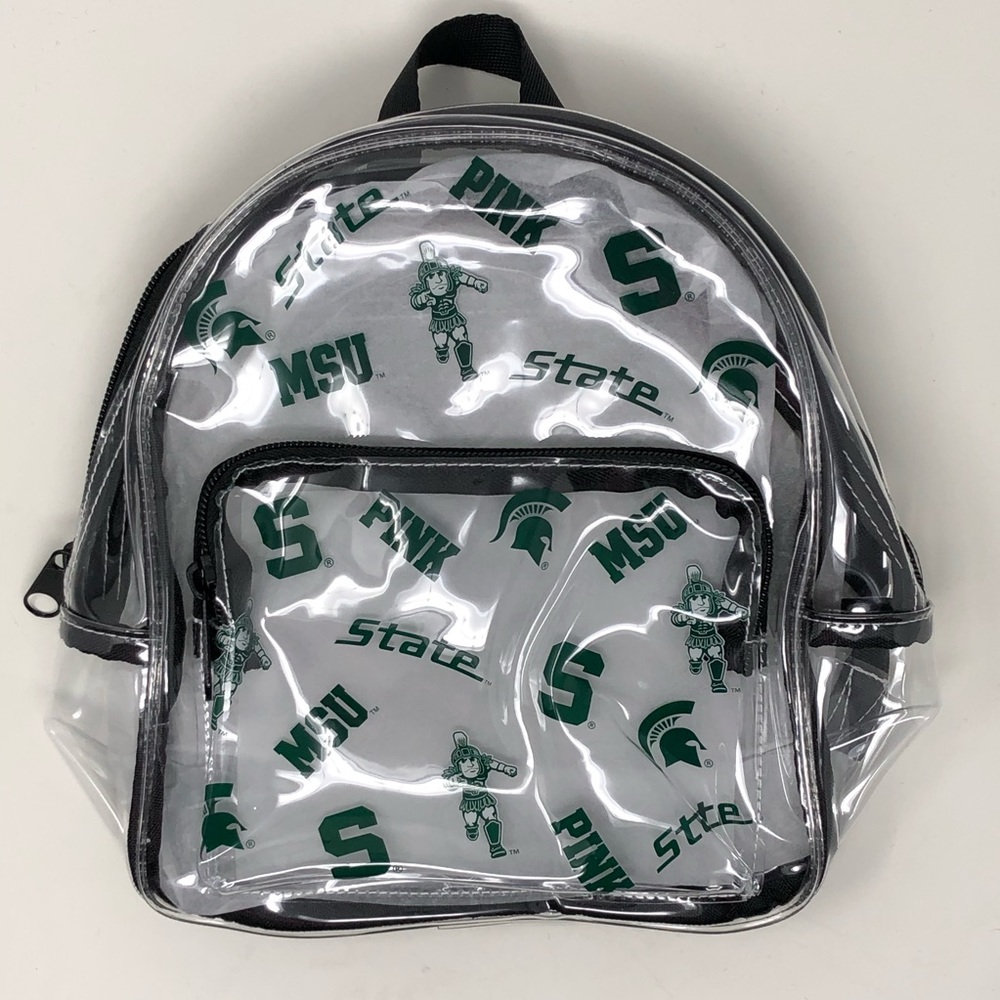PINK VS MSU Collegiate Clear Mini Backpack NWT - Picture 2 of 6